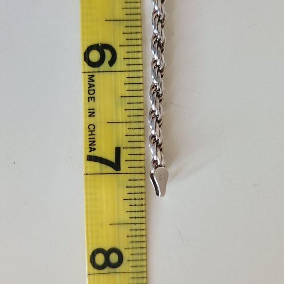 vintage 925 sterling silver twisted rope link bracelet 7" weight: 6.0 grams - Picture 3 of 4